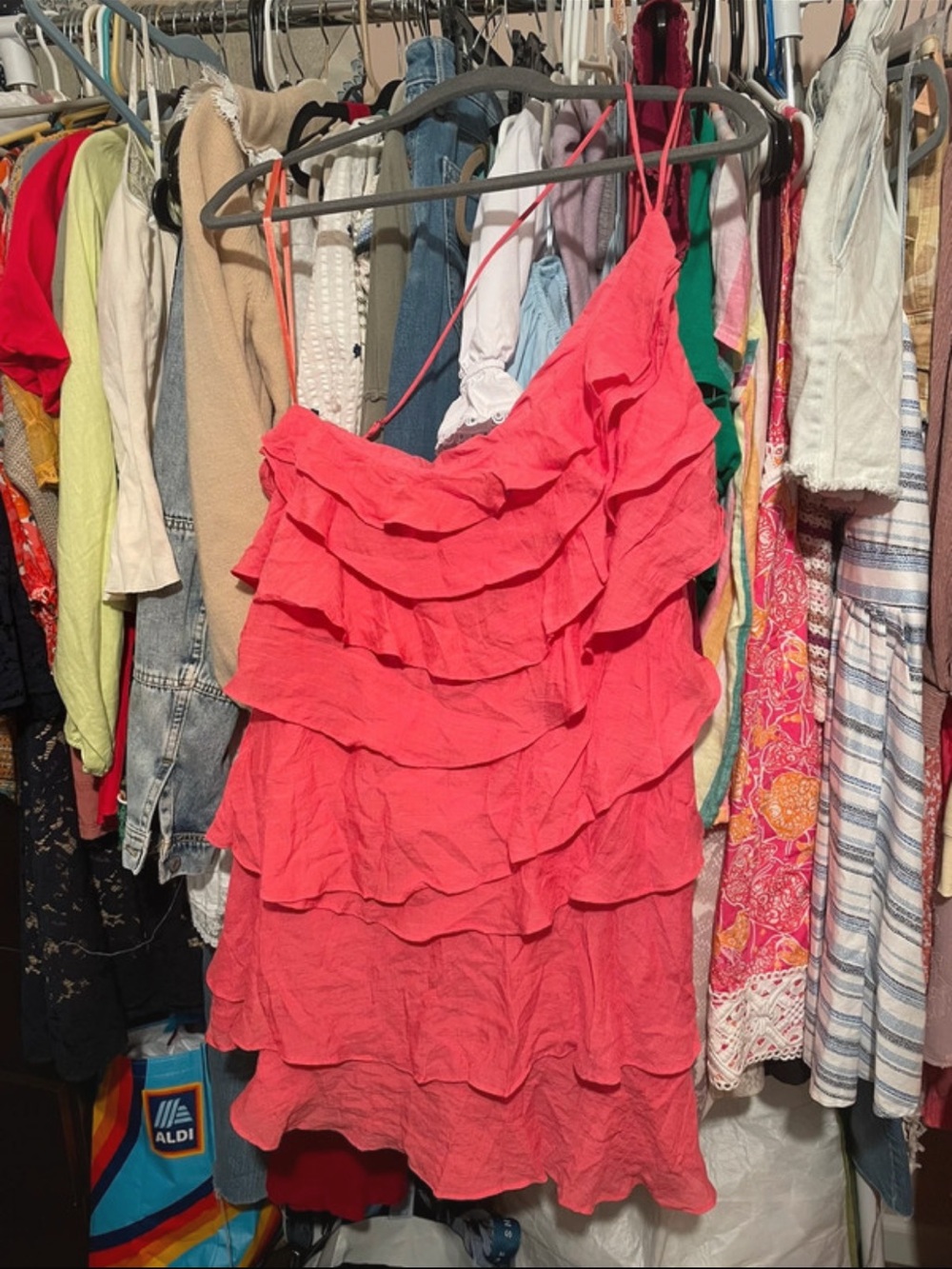 Selfie Leslie tiered ruffle dress NWT XXL one shoulder strappy